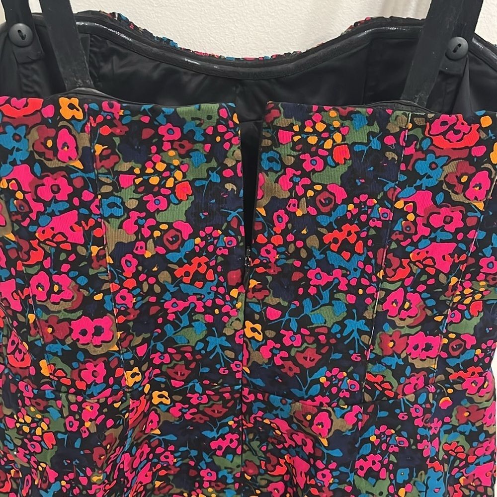 Nanette Lepore Mini Dress Strapless Retro Honeysuckle Floral Denim Size 4 - Picture 6 of 10